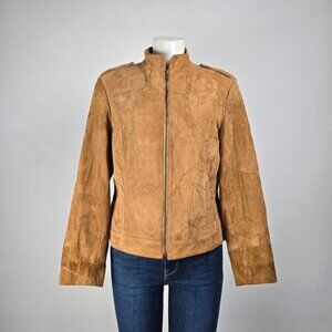 Vintage Krochetta Brown Suede Leather Jacket Size XL